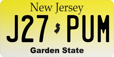 NJ license plate J27PUM