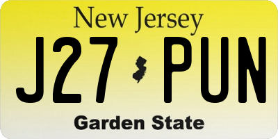 NJ license plate J27PUN