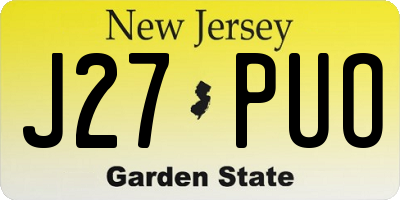 NJ license plate J27PUO