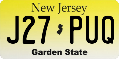 NJ license plate J27PUQ