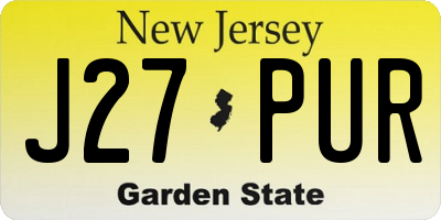 NJ license plate J27PUR