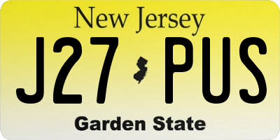 NJ license plate J27PUS