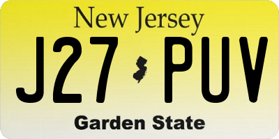 NJ license plate J27PUV