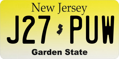 NJ license plate J27PUW