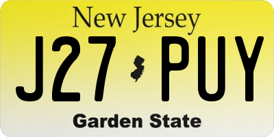 NJ license plate J27PUY