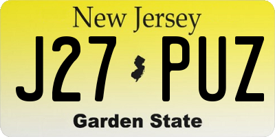 NJ license plate J27PUZ
