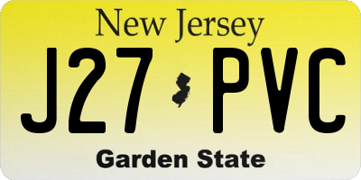 NJ license plate J27PVC