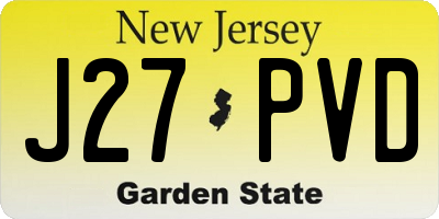 NJ license plate J27PVD