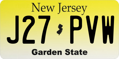 NJ license plate J27PVW