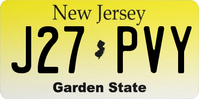 NJ license plate J27PVY