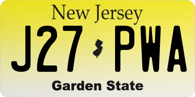 NJ license plate J27PWA