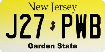 NJ license plate J27PWB