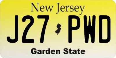 NJ license plate J27PWD