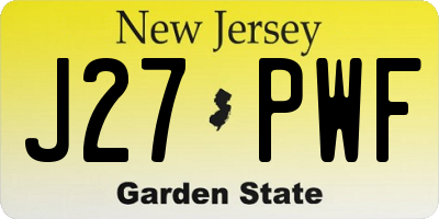 NJ license plate J27PWF