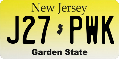 NJ license plate J27PWK