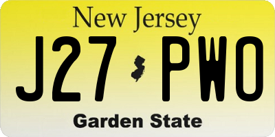 NJ license plate J27PWO