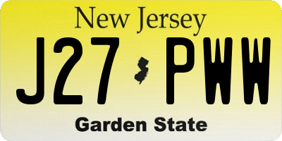 NJ license plate J27PWW