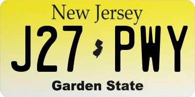 NJ license plate J27PWY