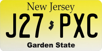NJ license plate J27PXC