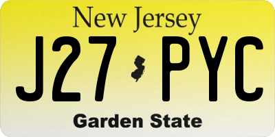 NJ license plate J27PYC