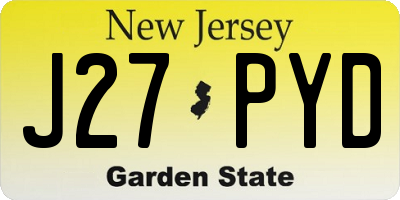 NJ license plate J27PYD