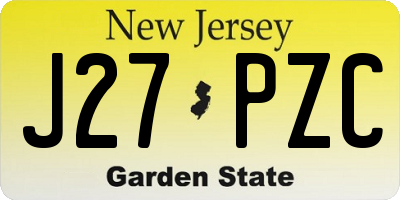NJ license plate J27PZC