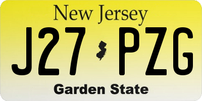 NJ license plate J27PZG