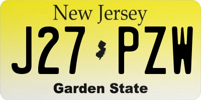 NJ license plate J27PZW