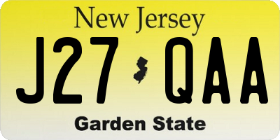 NJ license plate J27QAA