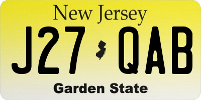 NJ license plate J27QAB