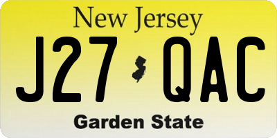 NJ license plate J27QAC