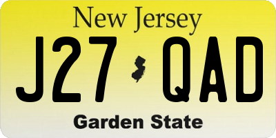 NJ license plate J27QAD