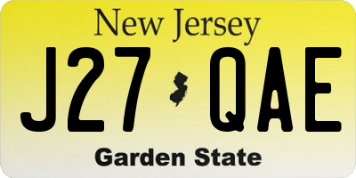 NJ license plate J27QAE