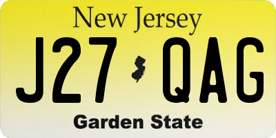 NJ license plate J27QAG