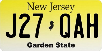 NJ license plate J27QAH