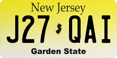 NJ license plate J27QAI