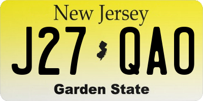 NJ license plate J27QAO
