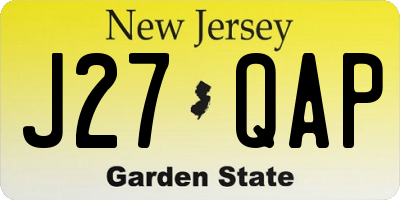 NJ license plate J27QAP