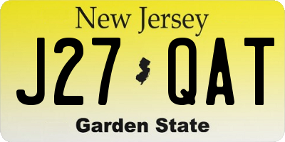 NJ license plate J27QAT