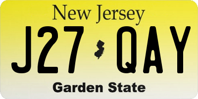NJ license plate J27QAY
