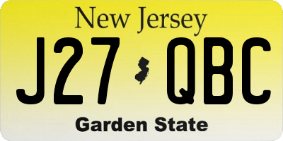 NJ license plate J27QBC
