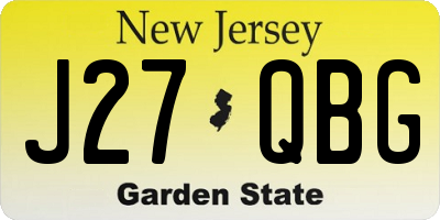 NJ license plate J27QBG