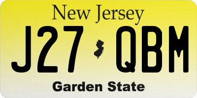 NJ license plate J27QBM