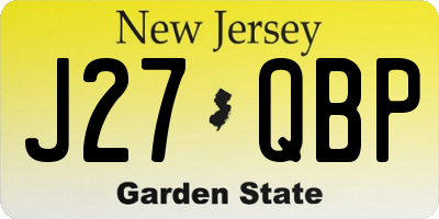 NJ license plate J27QBP
