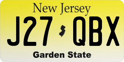 NJ license plate J27QBX