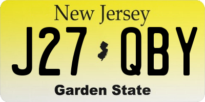 NJ license plate J27QBY