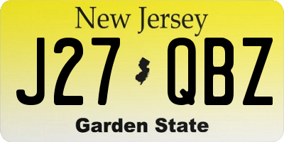 NJ license plate J27QBZ