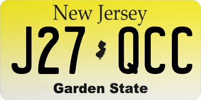 NJ license plate J27QCC