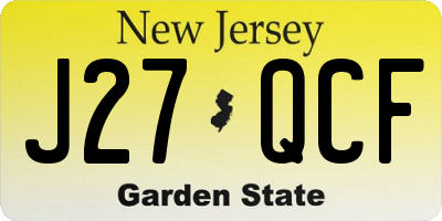 NJ license plate J27QCF
