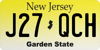 NJ license plate J27QCH